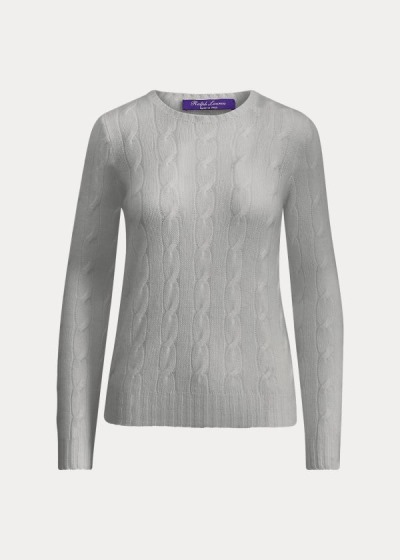 Sueter Ralph Lauren Mujer Grises Claro - Cable-Knit Cashmere - LHBOI2769